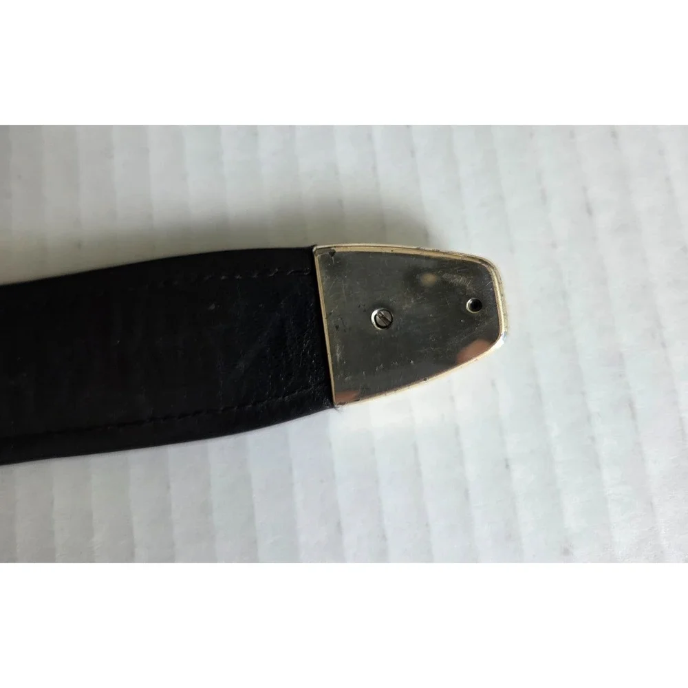 Mezlan Belt Mens 30 Black Leather Silver Tip Western Dress Ribbed Made in Spain
